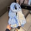 Bufanda a cuadros para mujer Invierno Combinable Cálida Gruesa Cachemira Chal a cuadros Moderna Lujo ligero Bufanda de alta gama