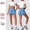 Pantalones cortos de bolsillo para deportes de running, ropa de tenis para mujer, top casual transpirable de manga corta, conjunto de fitness, en stock transfronterizo
