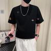 2023 Nova camiseta branca de verão de manga curta masculina, camiseta solta estampada de marca da moda, camiseta de meia manga da moda, camiseta de meia manga