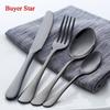 Baishida restaurante casero acero inoxidable 304 cuchillo para bistec, tenedor y cuchara juego de cuatro piezas cubertería de regalo traje de cuchillo, tenedor y cuchara