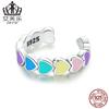 Aifule original clip para hueso de la oreja individual plata de ley s925 color corazón arcoíris gota de aceite aretes en forma de corazón clip de oreja individual