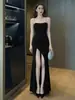 Vestido de Tirantes Finos Estilo Puro Deseo, Técnico de Masaje Sauna Baño de Pies, Bellezas de Discoteca KTV, Vestido de Noche con Abertura para Discoteca