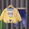 Novedad Primavera 2026 Ropa Infantil Conjunto de Tres Piezas Redondo con Cabeza de León Mangas Largas Estilo Coreano Moda para Niños y Niñas Conjuntos de Mangas Largas