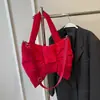 2026 Nova Bolsa Simples de Lona Bolsa de Ombro Único Bolsa de Mão Fofa Exquisite Laço Pequena Nicho Transversal Bolsa Tote para o Dia a Dia