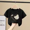 Roupas de Verão de Algodão Puro para Meninas com Manga Curta 2026 Novas Blusas Soltas Estilo Coreano para Menininhas com Manga Meia-Manga Roupas Infantis Camiseta Verão
