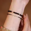 Pulsera de Obsidiana Natural para Mujer con Fragmentos de Plata, Apilable para la Buena Suerte, Regalo Único