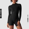 Mono de Yoga con Cremallera de Manga Larga Estilo Europeo y Americano para Mujer, Body de Una Pieza para Entrenamiento Deportivo y Fitness al por Mayor