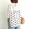 2 cores em estoque, exportação transfronteiriça para o Japão no verão de 2026, camiseta feminina patchwork de caimento solto para Rakuten Amazon