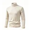 Suéter de cuello alto con forro de polar para hombre, tejido de punto polar engrosado de una pieza para invierno, jersey base cálido ajustado estilo coreano para hombre