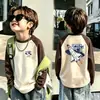 Camiseta de Manga Larga con Retazos para Niños Niños Otoño/Invierno De Rong Capa Base Cepillada 2026 Nuevo Top para Niños
