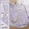 Conjunto de Pijama Feminino Algodão Nuvem Outono/Inverno 2026 Estilo Popular, Roupa de Casa Cinza Premium de Manga Longa, Adequado para Usar ao Ar Livre