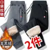 Pantalones Gruesos Forrados de Borrego de Invierno para Hombre, Casual, Holgados, Tallas Grandes, Deportivos, Pierna Recta, Cálidos