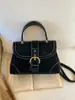 Bolsa de Mão de Camurça Usada para Mulheres, Nova Tendência Outono/Inverno 2025 Moda de Luxo Pequena Quadrada Versátil Bolsa Transversal