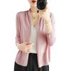 Verão Feminino Ar Condicionado Malhas Fino Gelo Seda Linho Cardigan Manga Longa Cardigan Feminino Xale plus size Colete