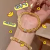 Nova Pulseira de Cristal Amarelo Multifacetado para Boa Sorte e Riqueza, Presente de Luxo Leve, Presente Brilhante de Luxo Leve com Contas