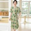 Tamanho plus Size Vestido de Verão Fino para Mãe 50 anos Moda Feminina Solto Saia para Mulheres de Meia-Idade Fina