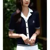 Polo de Manga Corta de Punto de Seda Helada para Mujer, Estilo Nuevo de Verano 2026, de Alta Gama, Elegante, Rejuvenecedor, Versátil y Moderno