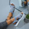 Zapatos de Mujer Transfronterizos Verano 2022 Nuevo Estilo Tejido de Malla Diamante Caliente Transpirables Color Puro Pedrería Zapatos de Playa Ligeros Talla Grande Sandalias de Mujer