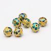 Minran Novo 10mm cloisonné azul acessórios diy pulseira esmalte pinçado ouro azul miçangas acessórios atacado