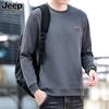 JEEP SPIRIT Nova Camiseta Casual de Manga Longa Masculina Gola Redonda Pulôver Suéter Cor Sólida Juvenil Solta Top