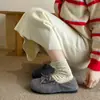 Zapatos de Algodón Relajados para Mujer de Otoño e Invierno con Lazo, Estilo Slip-On, Forro Polar, Color Protector, Modernos, Artísticos, Zapatos Birkenstock Retro para Mujer