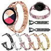 Para Samsung galaxy watch active 20mm correa de acero con incrustaciones de diamantes en forma de X correa de reloj con pedrería