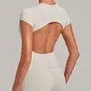 Camiseta Esportiva Casual Fitness Pilates Treinamento 3098, Cruzada, Sem Costas, Manga Curta, Justa, Modeladora, Secagem Rápida