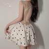Conjunto de Pijama de Falda con Tirantes Estampado Dulce de Seda de Hielo para Mujer Espalda Descubierta Profundo en V Almohadilla para el Pecho Apasionado Caliente 6335