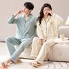 Pijamas Cómodos Cuidadosamente Seleccionados para Parejas en Otoño e Invierno, Ropa Casual de Algodón Puro para Estudiantes, Conjunto de Dos Piezas de Ropa para Hombre de Manga Larga para el Hogar