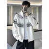 Suéter de punto jacquard Fair Isle para hombre y parejas, chaqueta cárdigan con cuello mao, estilo old money, otoño e invierno, venta al por mayor de fábrica transfronteriza
