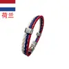 Pulseira de Couro com Cores da Bandeira Nacional Tecidas Pulseira de Couro Imitação PU Pulseira de País da Copa do Mundo