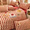 Conjunto de Roupa de Cama Quatro Peças de Algodão Espesso Escovado Ano do Cavalo 2026 Novo Algodão Puro Outono e Inverno Desenho Animado Capa de Edredom e Lençol Conjunto de Três Peças