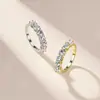Amazon Etsy Temu Venta Caliente Transfronteriza Nuevo Anillo de Lujo Redondo de Moissanita de Plata S925