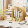 Estante de escritorio para archivos, estante multifuncional de oficina para archivos, estante de escritorio multicapa compartimentado para almacenamiento de documentos, estante organizador de libros
