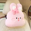 Almohada de reposacabezas y soporte lumbar de coche de dibujos animados, cojín lumbar de felpa para asiento de coche, universal para todas las estaciones, soporte lumbar creativo para coche