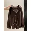Nova camisa de duas peças com retalhos de renda francesa para outono, solta e modeladora, adequada para o trabalho