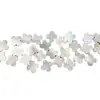 Cabujón Tallado Irregular de Nácar Blanco Natural Personalizado Trébol de Cuatro Hojas Incrustación de Concha Relieve Anillo con Forma de Huevo DIY Cara Redonda