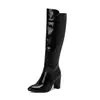 2025 Novo Estilo de Inverno Tamanho 34-48 Botas de Cavaleiro Altas Sapatos Femininos Salto Grosso Botas da Moda
