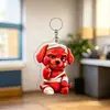 Chaveiro de Acrílico Estilo Bandagem Celebridade da Internet Tiktok Cachorrinho Vermelho Teimoso e Travesso Pingente para Mochila Decoração