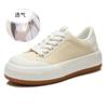 Suela Absorbente Zapatos de Cuero Genuino para Mujer Primavera 2025 Nuevos Zapatos Planos para Mujer Casuales Aumentadores de Altura Zapatos Blancos Tenis Transpirables