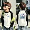 Outono/Inverno 2026 Nova Camiseta Térmica de Fleece com Gola Redonda e Mangas Raglan Longas para Meninos Camada Base Roupa Interna Quente Estilosa para Crianças de Tamanho Médio a Grande