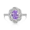 Anel Coroa de Flor de Ovo de Pombo com Corte Flor de Gelo de Pedra Preciosa Colorida Mais Vendido no TikTok Inlaid com Joias de Diamante de Alto Carbono Super Brilhantes para Transmissão ao Vivo Dropshipping