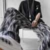 Jinbukang Padrão Preto e Branco Cor Contrastante Moda Ins Seda de Gelo Calças Masculinas Verão Masculinas Calças Finas Calças de Perna Larga