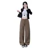 Pantalones de traje holgados para mujer estilo Old Money, finos de verano, de tiro bajo, casuales, con caída, minimalistas, para ir al trabajo, rectos, de pierna ancha