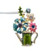 Cesta de Flores Vintage Aleación Broche Creativo Moda Pedrería Ramillete Abrigo Pin Retro Accesorios para Chaqueta Fabricante Mayorista