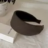 Faixa de cabeça de tricô retrô simples de aba larga para mulheres, cor escura, copa alta, não aperta, adequada para ir ao trabalho, acessório de cabelo