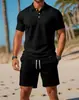Nuevo Conjunto de Verano para Hombre 2025 Casual Deportivo Versátil Ajustado de Manga Corta Moda Camisa Polo y Shorts Transfronterizo