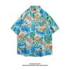Camisa tailandesa retro estampada de manga corta, marca versátil de moda, holgada estilo hawaiano para playa, pareja, chaqueta de moda