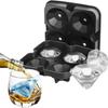 Cubo de hielo de silicona con 4 agujeros Benhaida Diamond para whisky, fabricador de hielo casero con forma de diamante