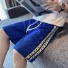 Shorts de algodão masculinos, shorts de verão Waffe, unissex, estilosos, soltos, casuais, para todos os tipos de uso, calças esportivas